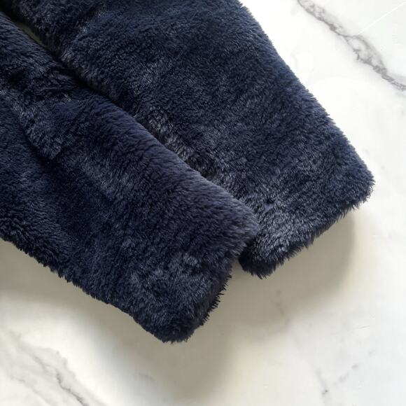 Banana Republic Faux Fur Coat Navy Blue Size XS Statement Chic Teddy Lux Jacket - Picture 10 of 12